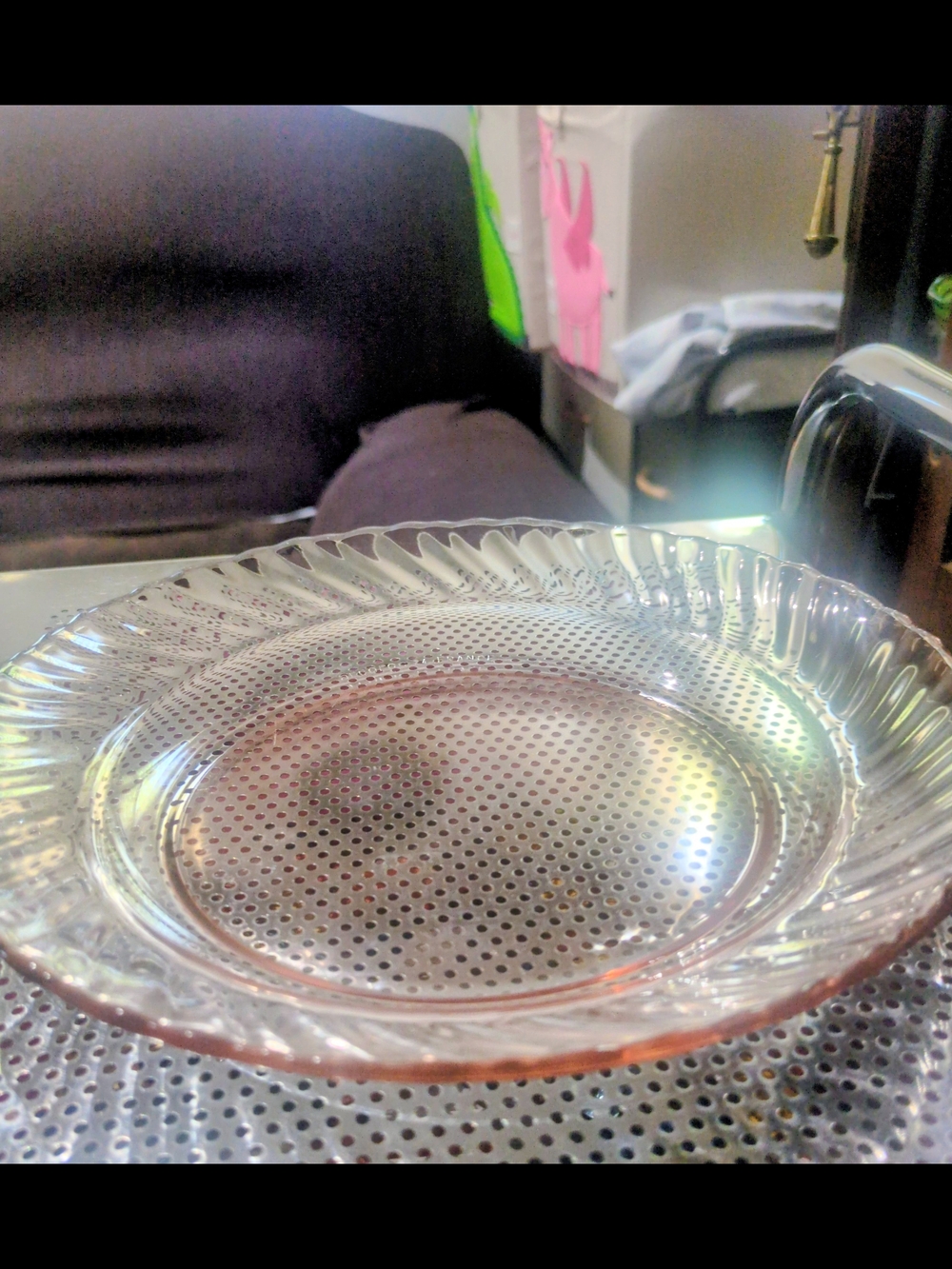 Vintage Pink Depression Glass Serving Plate - Scalloped Edge